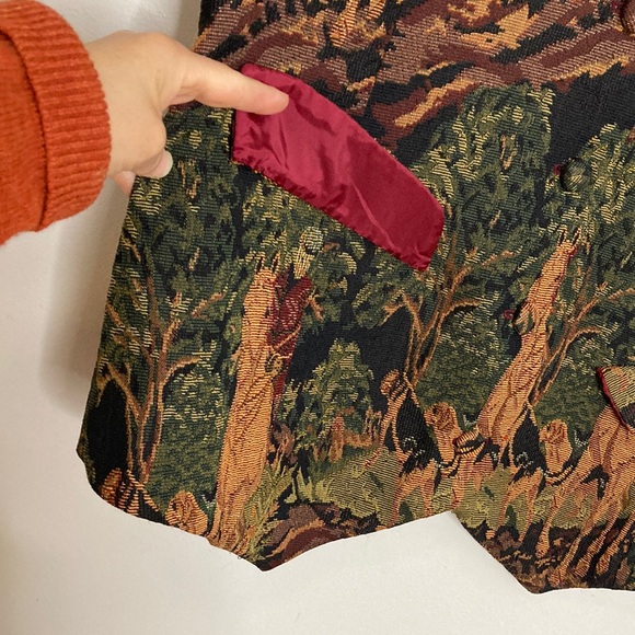 Handmade Vest Women Large Brown Green Tapestry Hunting Sporting Dogs Waistcoat - Picture 5 of 11